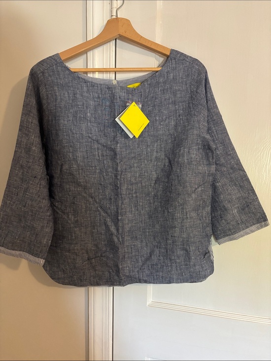 Roller Rabbit Tops - Roller Rabbit Emiko Navy Linen boatneck top